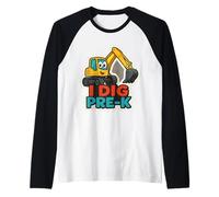 I Dig Pre-K Escavatore Heavy Construction Equipment Ragazzi Maglia con Maniche Raglan