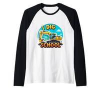 I Dig Scuola Escavatore Heavy Construction Equipment Ragazzi Maglia con Maniche Raglan
