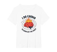 I Do Cardio To Burn off The Crazy Funny Fitness Citazione Maglietta, Donna Plus-Size, Bianco, 1X