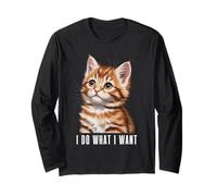 I Do What | Funny Orange Tabby Cat Lover Maglia a Manica