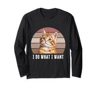 I Do What | Funny Orange Tabby Cat Lover Maglia a Manica