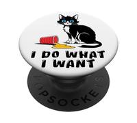 I Do What I Want Cat Umorismo Gatto Ribelle Idea Regalo PopSockets PopGrip Adesivo