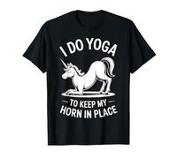 I Do Yoga To Keep My Horn In Place Unicorno Maglietta