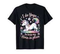 I Do Yoga To Keep My Horn In Place Unicorno Maglietta