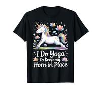 I Do Yoga To Keep My Horn In Place Unicorno Maglietta