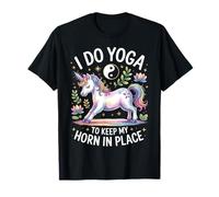 I Do Yoga To Keep My Horn In Place Unicorno Maglietta
