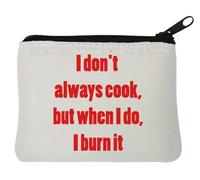 I don't always cook, but when I do, I burn it, portamonete in neoprene, 10 x 11 cm, colore: Bianco, bianco, Taglia unica