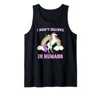 I Don't Believe in Humans - Divertente Grafica con Unicorno Alieno Canotta