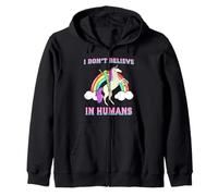 I Don't Believe in Humans - Divertente Grafica con Unicorno Alieno Felpa con Cappuccio