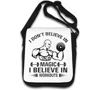 I Don't Believe In Magic I Believe In Workouts Borsa a tracolla Bianco