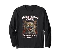 I Don't Care Funny Dark Humor Savage Cat Meme Sarcastico Meme Maglia a Manica