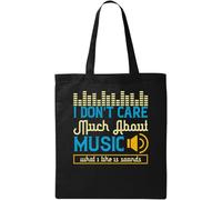 I Don't Care Much About Music. What I Like is Sounds Slogan Borsa tote in cotone ecologico naturale nero, Nero , Taglia unica
