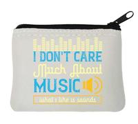 I don't care much about music What I like is sounds slogan Neoprene Coin Purse Pouch 10x11cm Bianco, bianco, Taglia unica