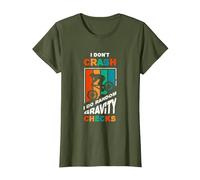 I Don't Crash I Do Random Gravity Checks Mountain Bike Maglietta, Donna, Oliva, S
