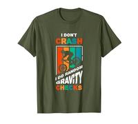I Don't Crash I Do Random Gravity Checks Mountain Bike Maglietta, Uomo, Oliva, XL