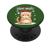 I Don't Do Silent Nights - Divertente gatto natalizio PopSockets PopGrip Adesivo