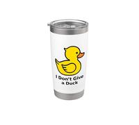 I Don't Give a Duck, Cool Yellow Duck Illustration Graphic Bicchiere termico in acciaio inox doppia parete