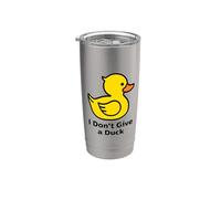 I Don't Give a Duck, Cool Yellow Duck Illustration Graphic Bicchiere termico in acciaio inox doppia parete