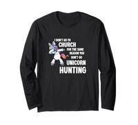 I Don't Go to Church Unicorn Hunting Atheist Humor Maglia a Manica