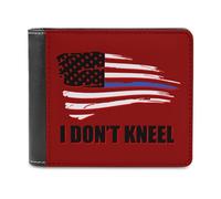 I Don't Kneel Blue Line Flag Portafoglio Bifold da uomo sottile porta carte di credito in pelle, Stile:, Taglia unica