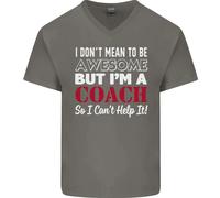 I Don'T Mean A But Im A Coach Rugby Footy Uomo Scollo A V Cotone T-Shirt