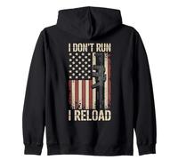 I Don't Run I Reload Funny Gun Funny Flag Vintage (ON BACK) Felpa con Cappuccio