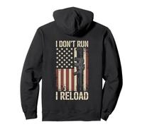 I Don't Run I Reload Funny Gun Funny Flag Vintage (ON BACK) Felpa con Cappuccio