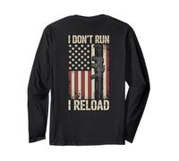 I Don't Run I Reload Funny Gun Funny Flag Vintage (ON BACK) Maglia a Manica