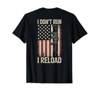 I Don't Run I Reload Funny Gun Funny Flag Vintage (ON BACK) Maglietta
