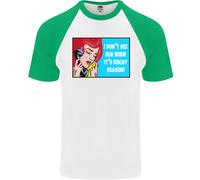 I Don'T Vedere Lui Rugby Player Union Divertente DA UOMO S/S Baseball T-Shirt