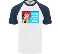 I Don'T Vedere Lui Rugby Player Union Divertente DA UOMO S/S Baseball T-Shirt