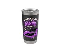 I Dream of Witchy Things Gatto Nero Strega Halloween Bicchiere termico in acciaio inox doppia parete