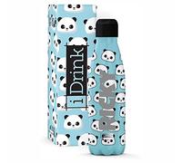 I-Drink Borraccia 1000 ml Termica Acciaio Bottles IDRINK INCISIONE INCLUSA (1 L) - Personalizzazione con testo a tua scelta (Panda)
