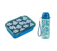 I-Drink - Bundle Lunch box + Borraccia Tritan 400ml, per Bambini, Porta Merenda, Picnic, Scuola, Senza BPA, con Disegni di Infanzia (Panda)