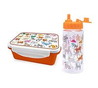 I-Drink - Kit Lunchbox + Borraccia Termica in Acciaio Inox 350ml - per Bambini - Porta Merenda - Picnic, Gite e Scuola - con Disegni di Infanzia