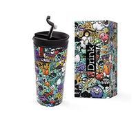 I-Drink - Tazza Termica in acciaio a Doppia Parete 350 ml Decorata (Graffiti)
