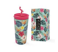 I-Drink - Tazza Termica in acciaio a Doppia Parete 500 ml Decorata (Tropical)