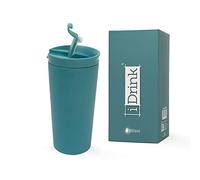 I-Drink - Tazza Termica in acciaio a Doppia Parete 500 ml Decorata (Turchese)