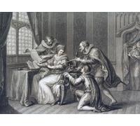 I Duchi di Northumberland e Suffolk pregando Lady Jane Grey per accettare la corona. Da una stampa datata 1786 di Francesco Bartolozzi dopo un'opera di Giovanni Battista Cipriani. Stampa poster di Ken