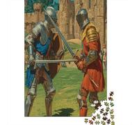 I due cavalieri erano in piedi uno di fronte all'altro con le spade sguainate 70x50cm/1000pcs - Puzzle Per Adulti GioGattotolo Fai-da-te