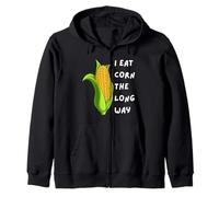 I Eat Corn The Long Way - Funny Inappropriate Tee Felpa con Cappuccio