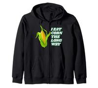I Eat Corn The Long Way - Funny Inappropriate Tee Felpa con Cappuccio