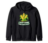 I Eat Corn The Long Way - Funny Inappropriate Tee Felpa con Cappuccio