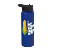 I Eat Corn The Long Way Funny Stainless Steel Insulated Water Bottle