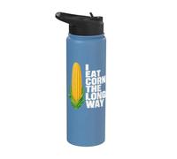 I Eat Corn The Long Way Funny Stainless Steel Insulated Water Bottle