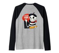 I Eat Dolore Divertente Scheletro Francese Pun Pun Meme sul Retro Maglia con Maniche Raglan