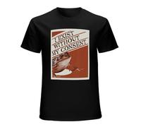 I Exist Without My Consent Frog Funny Surreal Print T-Shirt Tops 100% Cotton Men's Casual Loose TshirtsT Shirt Black 3XL