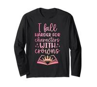 I Fall for The Characters W/Crowns Fantasy Book Lover Tee Maglia a Manica