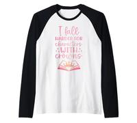 I Fall for The Characters W/Crowns Fantasy Book Lover Tee Maglia con Maniche Raglan