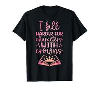 I Fall for The Characters W/Crowns Fantasy Book Lover Tee Maglietta
